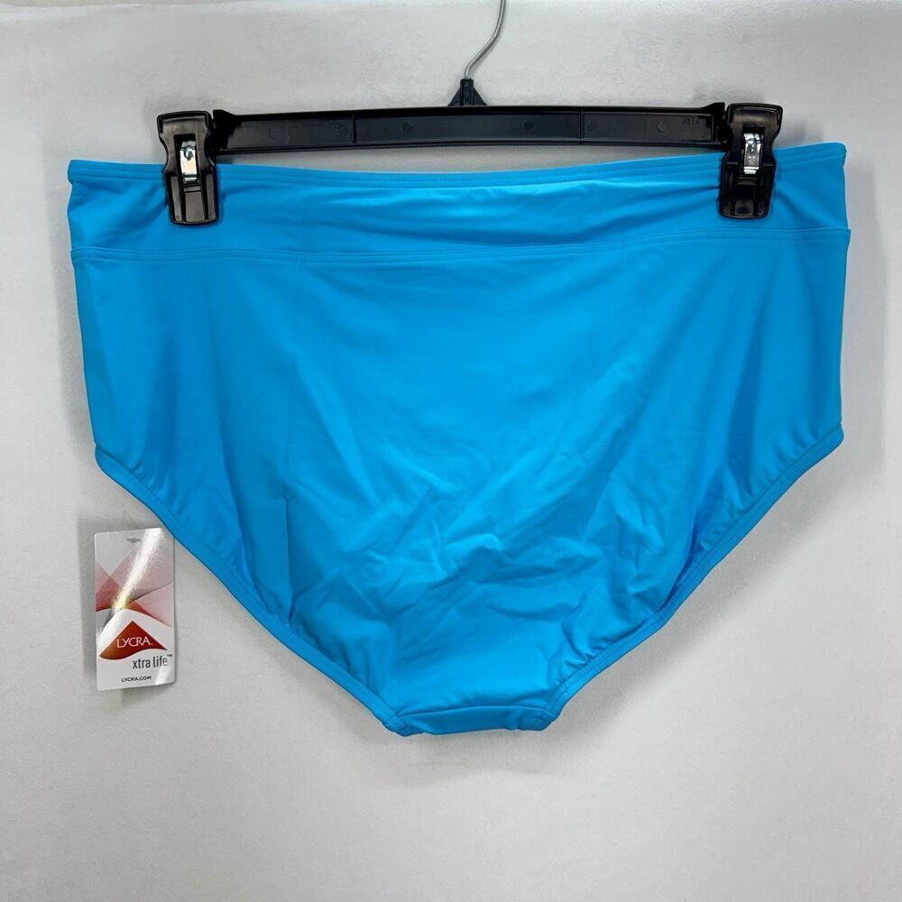 Lands End High Waisted Bikini Swim Bottoms Size 16 Turquoise Chlorine Resistant - Picture 4 of 9